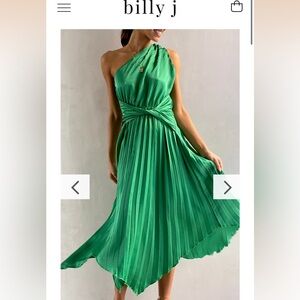 Emerald Green One Shoulder Midi Dress - Billy J Boutique